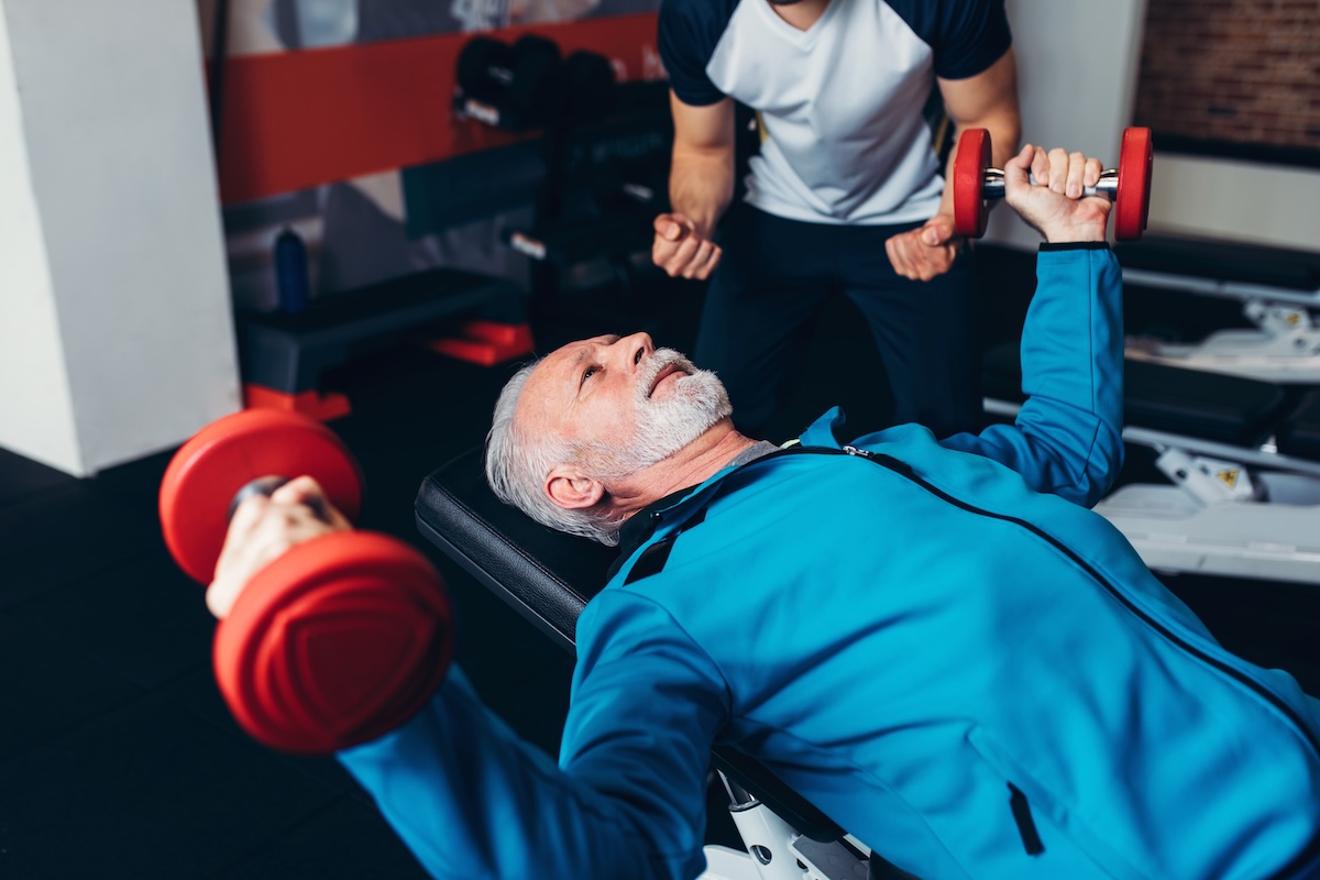 Personal training client during a session